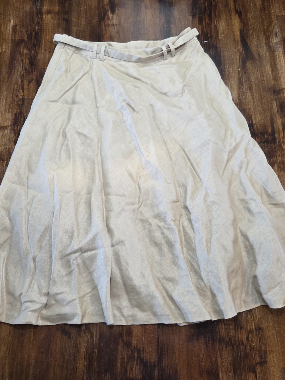 Vintage Ralph Lauren 100% Linen Western Style Midi Skirt Womens 10 Beige